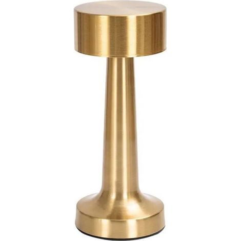 Lampe de table sans fil LED 3W – Autonomie jusqu'à 24h – Variateur tactile 3 niveaux – Design en alliage d'aluminium – Couleur or (1/5)