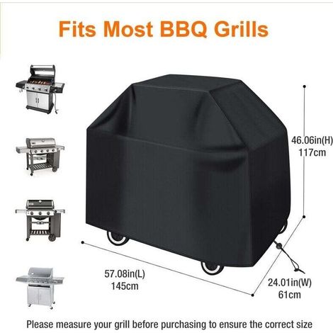 Telo di copertura per barbecue da esterno, in tessuto Oxford 210D, antivento, anti-UV, impermeabile, resistente all'umidità e alla polvere, adatto alla maggior parte dei barbecue, con borsa per il tra (1/3)