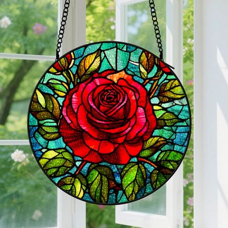9cm Suspension en Vitrail, Attrape-Soleil Minimaliste en Verre, Décoration Maison Élégante, Cadeau Couple, Amoureux, Meilleur Ami (1/5)