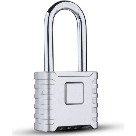 Cadenas à combinaison, cadenas en acier inoxydable à longue anse robuste - Cadenas à combinaison à 4 roues pour casiers de gym, unités de stockage, abris, garages, clôtures-Long crochet (1/5)