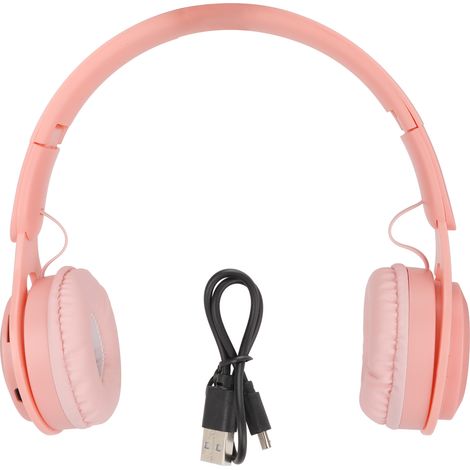 Casque Enfant Bluetooth Macaron Pliable avec Son Stéréo et Branchement Filaire - Rose (1/5)