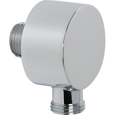 Coude de raccord mural Design 90°, chromé, 50 mm modele rond avec clapet anti-retour