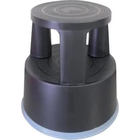 Taburete q-connect ruedas retractiles tres ruedas -dos niveles gris