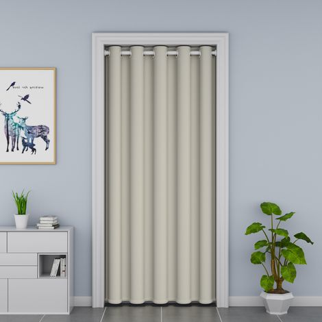 Rideau de porte occultant,Rideau de fenêtre, Anti-courant d'air (Climatisation) pour cuisine,Rideau de porte thermique(Beige, 80 x 150cm)