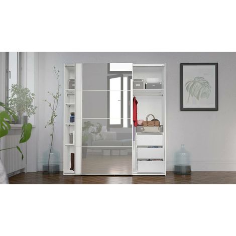Dmora - Armario 2 puertas Angri, Muebles de dormitorio, Vestidor, Armario de ropa, 182x64 h202 cm, Blanco (1/5)