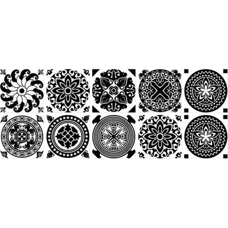 Lot de 10 stickers muraux pour décoration murale Motif carrelage géométrique 3D pour salle de bain, fenêtre, douche,15×15 cm (1/2)