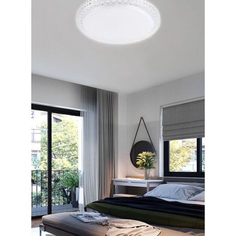 TrAdE Shop Traesio - Plafoniera Da Soffitto Interno 45w Bordo Cristalli Luce Fredda Fst-40a26584 40cm - (1/4)