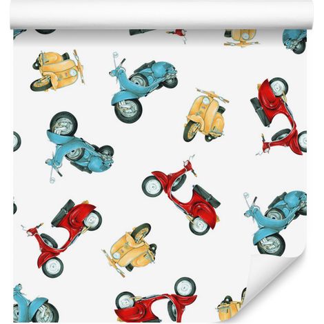 Papier peint Scooters Vintage Colorés 50x1000 cm (1/5)
