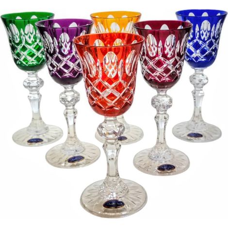 Bunte Kristalllikörgläser 60ml Krata Oliwka (1/5)