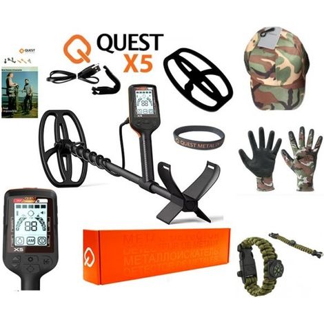 Quest Metal detector + Salva piastra - X5 (SURVIVAL-PACK)