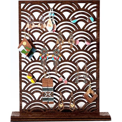 Vague en Bois Bijou et Boucle de Oreille Rangement, Porte Boucle d'Oreille, Presentoir Bijou, 100 Emplacements pour Femmes et Filles (1/5)