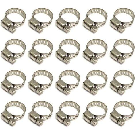 Pair 20-teiliges Schlauchschellen-Set, verstellbare Schlauchschellen 12-20 mm, Edelstahl 304, Metall-Schlauchschellen, für Schläuche, Gasleitungen, Wasserleitungen, Kabel, Wasserhähne usw.