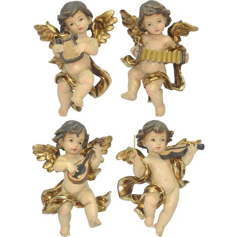 Figurine de Noël Ange 4U en résine dorée 13 cm x 4 cm x 9,5 cm