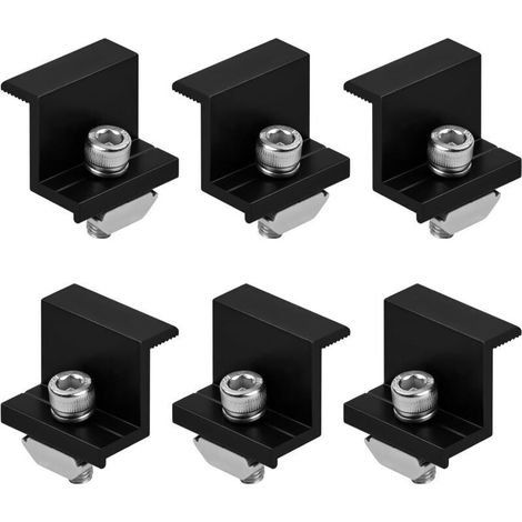 Support de panneau solaire, lot de 6, fixation de panneau solaire 30 mm, borne de rail solaire réglable pour rails de montage photovoltaïques