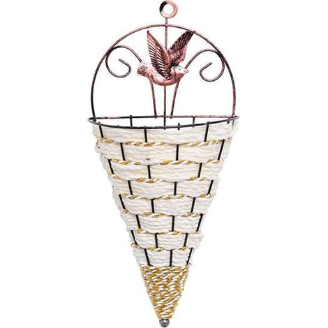 Fioriere sospese, cesti di fiori in vimini intrecciato da appendere al muro, portavaso conico bianco per la casa e il giardino
