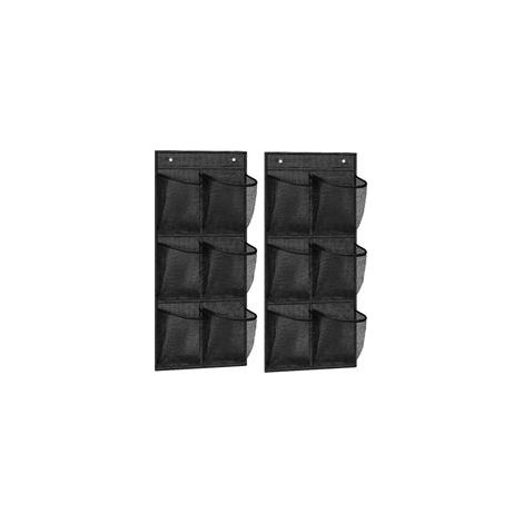 2 Pièces Rangement Chaussures Porte avec 6 Poche, Rangement Chaussures Suspendus, Chaussures à Suspendre sur Porte, Convient pour Les Portes, Les Chambres à Coucher, Les Salons (Noir) (1/5)