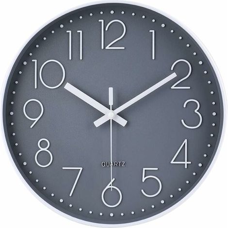 Orologio da parete rotondo silenzioso a batteria 30 cm grigio - Grigio