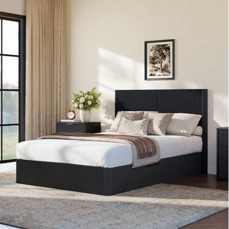 lit adulte rangement 140x200 noir avec lift hydraulique HAVRYA (1/5)