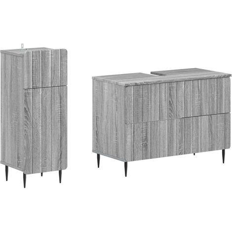 Maison Exclusive - Ensemble de 2 meubles de salle de bain ZWOLLE Sonoma gris (1/5)