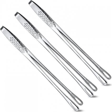 BEBUSINGOTO 3 pinzas de acero inoxidable para parrilla (11 pulgadas) (1/5)