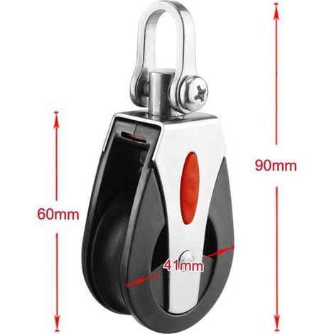 Poulie simple en acier inoxydable et plastique ABS avec roulement rotatif / poulie pour câble en nylon / poulie de levage - accessoires de quincaillerie marine (1/3)