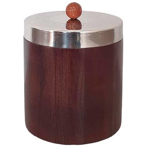 Boîte de Rangement en Bois avec Couvercle en Métal Argenté pour Cuisine 12 x 12 x 13 cm - PANGIVO (1/4)