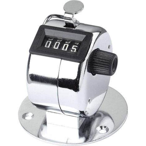 Compteur Manuel Mécanique Chromé Comptage 0-9999 Boîtier Métal Robuste Fixation Bureau Industrie (1/5)
