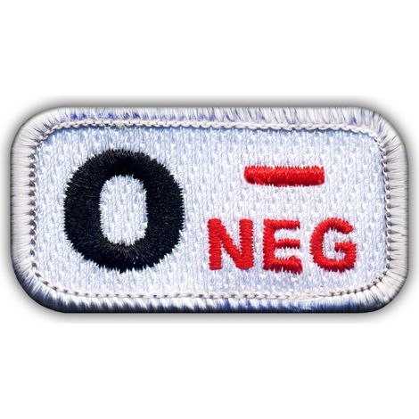 Patchion Blutgruppe 0 „neg“ weiß/rot – Magnetische Rückseite – Gestickter Aufnäher/Abzeichen/Emblem