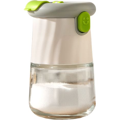 Dispensador de sal y pimienta verde (1 unidad). Dosifica 0,5 gramos de sal por pulsación. Sistema de bloqueo por inclinación. (1/5)