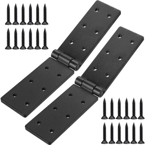 2 Pièces Charnières Pliantes Noires Robustes, Charniere Caisse, Charnière Coffre, Charnière pour Meuble Jardin en Bois Tiroir Coffre (1/4)