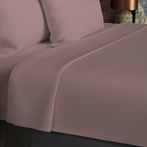 Drap plat en coton 57 fils 260x300 cm UNI vieux rose, par Soleil d'ocre