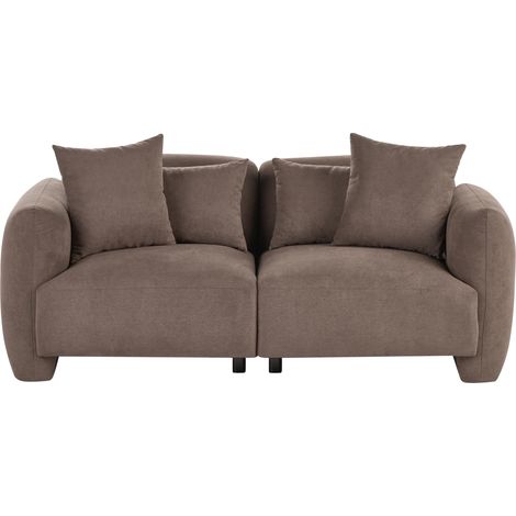 Sofá tapizado minimalista de perfil bajo 3 plazas asiento profundo marrón Eknes