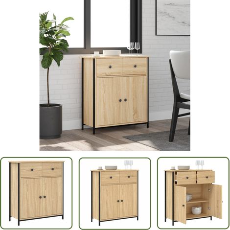 The Living Store Sideboard Sonoma-Eiche 70x30x80 cm Holzwerkstoff - Sideboard - Wohnzimmermöbel - Eichefarben - Holzmöbel - Regal (1/5)