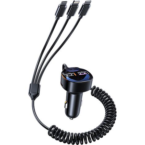 Chargeur Voiture Métal Super 55W 1 Entrée 3 Sorties Rapide USB 2 Ports Sans Affichage Numérique (1/5)
