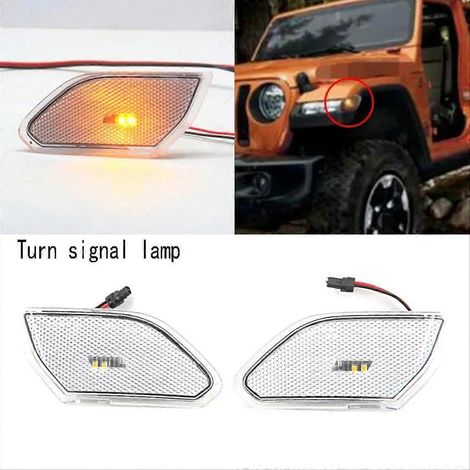Luz de posición lateral delantera LED transparente para Wrangler JL 2018+() (1/2)