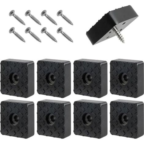 8Pcs Carré Tampons en Caoutchouc, 30 30mm Carrés en Caoutchouc Vissables, Tampons e-n caoutch-ouc Antidérapants avec Vis, tam-pons e-n caoutch-ouc pour Meubles, pour Table, Chaise et Canapé (1/5)