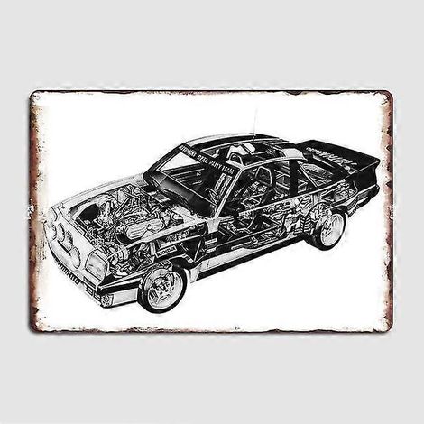 Plaque métallique Opel Manta 400 B de 1984 - Affiche décorative murale pour cuisine - Décoration murale en métal (1/5)