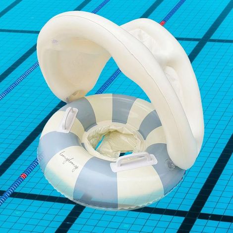 Aufblasbarer Schwimmring mit abnehmbarem Sonnenschutz, Baby-Poolsitz mit Griff, Schwimmhilfe für Kleinkinder, Schwimmhilfe für Pool und Strand, für Kinder von 3 bis 72 Monaten (1/5)