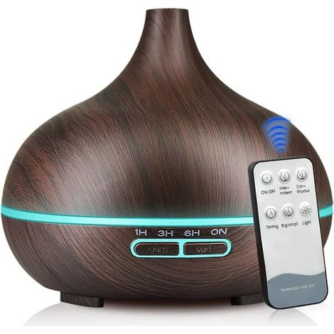 Diffusor für ätherische Öle, 500 ml, Ultraschall, Schwarz, geräuschloser Luftbefeuchter mit Fernbedienung, 7-Farben-LED, Heimaromatherapie, Yoga, Schlaf