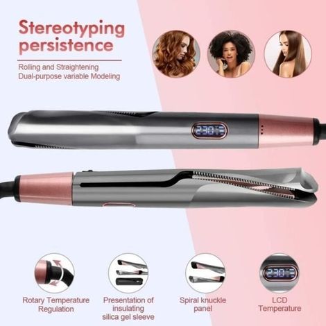 Cellfast – Fer à lisser 2 en 1 céramique – Température réglable 100-230℃ – Idéal pour cheveux lisses et bouclés – Design portable avec câble rotatif 360°