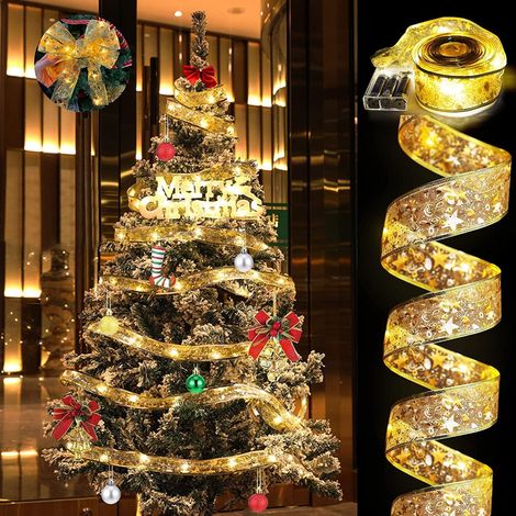Guirlande lumineuse pour sapin de Noël, ruban lumineux brillant, 10 m, 100 LED, décoration DIY, lumière chaude