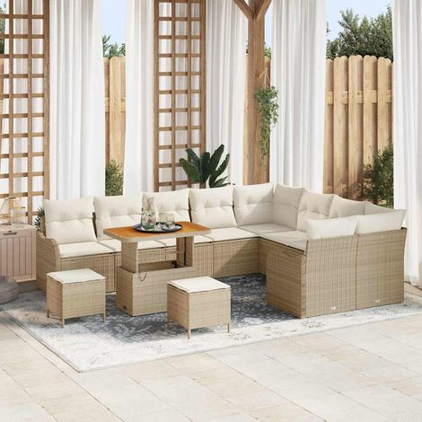 Garten-Sofa-Set 12 pcs Beige Poly-Rattan vidaXL (1/5)