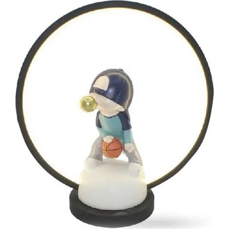 TRADE SHOP - Lampada Led Tavolo Decorativa Ricaricabile Bimbo Con Palla Basket In Poliresina 9014875 - (1/5)