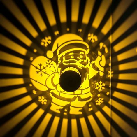 Irovami Applique murale solaire en fer forgé avec projection du Père Noël - Décoration extérieure étanche pour jardin, allée, patio, entrée, éclairage chaleureux (1/4)