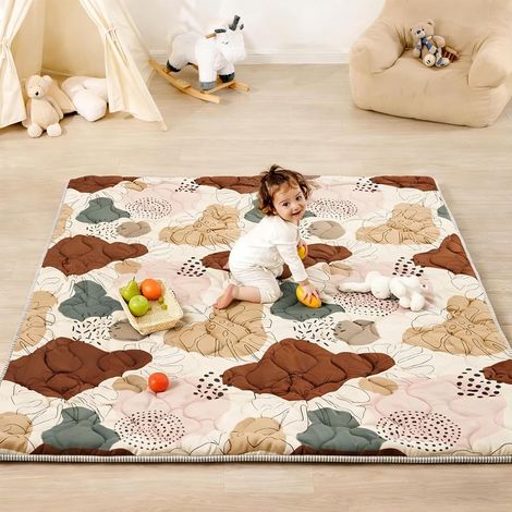 Tapis d'eveil Bebe Pliable 127x127cm, Antidérapant, Lavable (1/5)