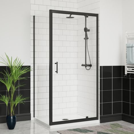 Aquariss Pivot Shower Door+Side Panel 900x900 Matte Black