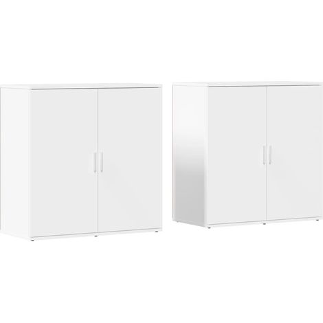 Credenza buffet cassettiera mobile contenitore organizer cucina soggiorno soggiorni set da 2 79 x 38 x 80 cm legno composito bianco 020036686