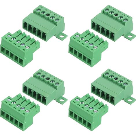 Lot de 4 Connecteur de bornier, 5 broches, Pas de 3,5 mm, Cuivre étamé, 300 V 8 A, Projet électronique