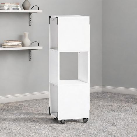 Meuble de rangement blanc 3 étagères ouvertes avec plateau (1/5)