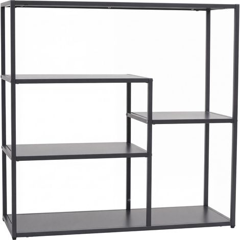 Scaffale libreria HHG-599, mobile da salotto, moderno con ripiani, in metallo stile industriale 80x80x30cm, antracite